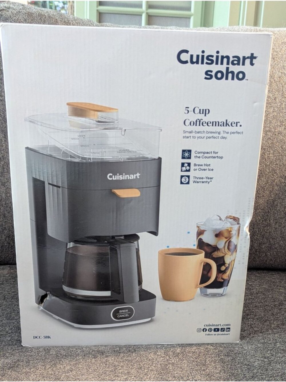 Cuisinart Soho 5-Cup Coffeemaker With One-Touch Brewing & Front-Fill Basket For